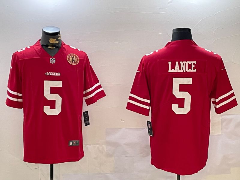 Men San Francisco 49ers 5 Lance Red Second generation 2024 Nike Limited NFL Jersey style 10